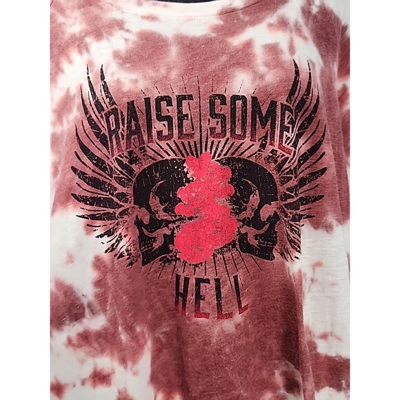 Torrid Raise Some Hell Classic Fit Size 1 Tie Dye 3/4 Sleeve Skull T Shirt 14/16 - Picture 2 of 10